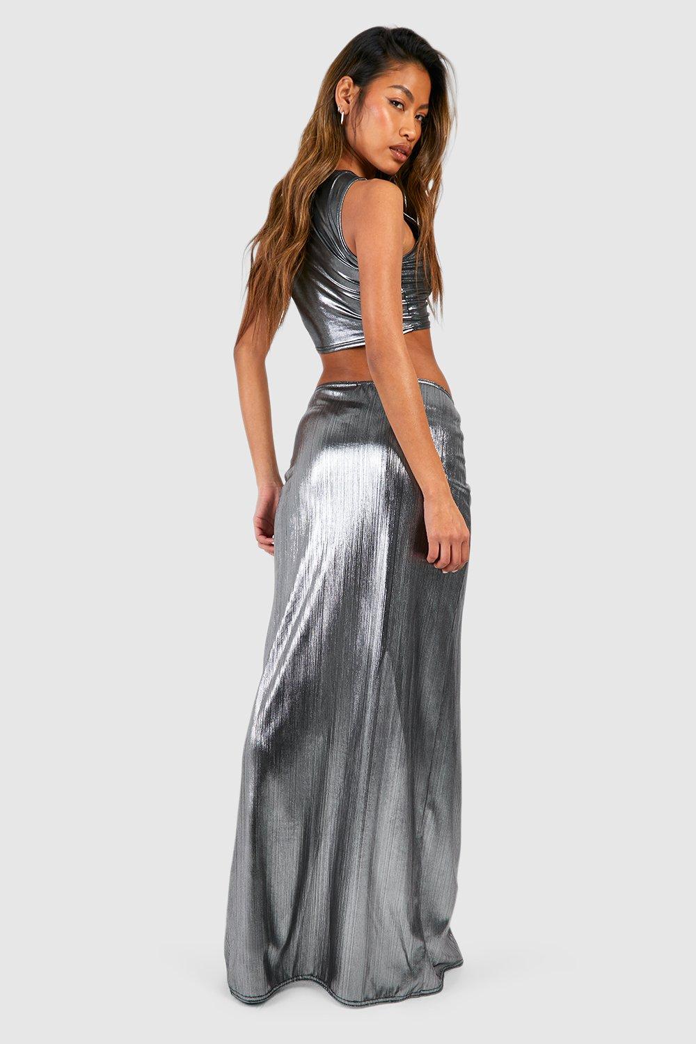 Metallic skirt hotsell with belt